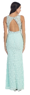 Floral Lace Beaded Long Formal Prom Dress with Cutout back