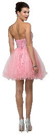 Strapless Bejeweled Bodice Short Tulle Prom Party Dress back