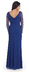 V-Neck Full Sleeves Long Formal Mother of the Bride Dress back