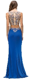 Bejeweled Top Long Jersey Skirt Two Piece Prom Dress back