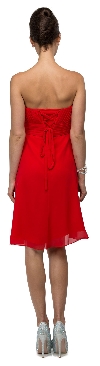 Strapless Pleated Bodice Short Bridesmaid Graduation Dress back