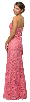 Strapless Sweetheart Neck Long Lace Formal Bridesmaid Dress back