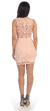 Form Fitting Sheer Lace Short Cocktail Party Dress back in Peach
