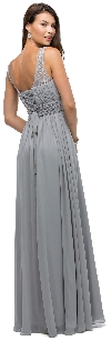 Lace Neck Ruched Bust Long Formal Bridesmaid Dress back