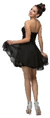 Strapless Ruched Bust Short Homecoming Bridesmaid Dress back in Black