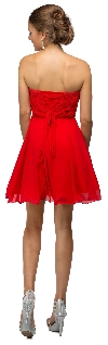 Strapless Ruched Bust Short Homecoming Bridesmaid Dress back