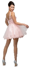 Bejeweled Bust Short Babydoll Homecoming Party Dress back in Blush