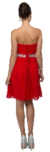 Strapless Sweetheart Pleated Short Bridesmaid Grad Dress back