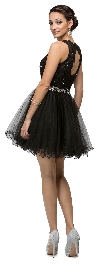 Lace Top Tulle Skirt Short Homecoming Party Dress back in Black