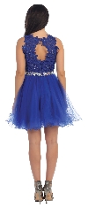 Lace Top Tulle Skirt Short Homecoming Party Dress back
