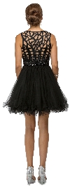 Web Pattern Bodice Beaded Short Tulle Homecoming Party Dress back