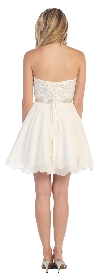 Strapless Lace Bust Short Homecoming Party Dress back in Off White