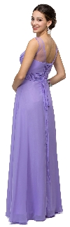 Mesh Neck Ruched Bust Long formal Bridesmaid Dress back