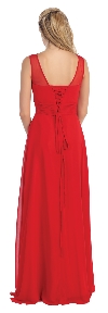 Mesh Neck Ruched Bust Long formal Bridesmaid Dress back in Red