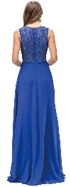 Mock Two Piece Lace Bodice Floor Length Prom Dress back