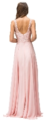 Sleeveless Sequins Embellished Floor Length Prom Dress back