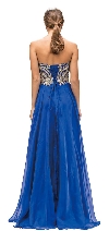 Strapless Lace Embroidered Bodice Long Formal Prom Dress back