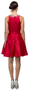 Jeweled Collar Scoop Neck Short Homecoming Party Dress back in Red