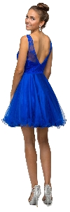 Illusion Sweetheart Neck Short Tulle Homecoming Party Dress back