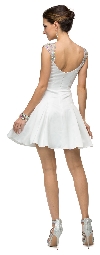 Jeweled Cap Sleeves Flared Short Homecoming Party Dress back in White