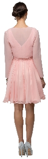 V-Neck Ruched Bodice Short Homecoming Bridesmaid Dress back in Blush
