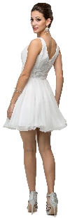 V-Neck Ruched Bodice Short Homecoming Bridesmaid Dress back