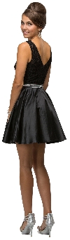Lace Bodice Beaded Waist Short Homecoming Graduation Dress back