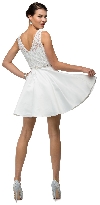 Lace Bodice Beaded Waist Short Homecoming Graduation Dress back in Off White