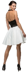 Halter Lace Top Beaded Neck Short Homecoming Party Dress back