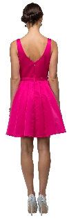 V-Neck Fit & Flare Short Homecoming Party Dress back