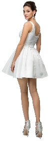 V-Neck Fit & Flare Short Homecoming Party Dress back in Off White