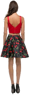 Cherry Print Short Two Piece Party Homecoming Dress back in Black/Cherry