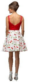 Cherry Print Short Two Piece Party Homecoming Dress back