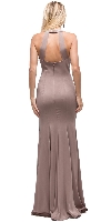 Jeweled Collar Cut Out Back Long Jersey Prom Dress back