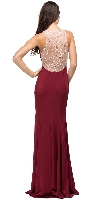 Rhinestones Mesh Neck & Back Long Formal Prom Dress back