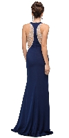 Embellished Mesh Accent Racerback Long Evening Prom Dress back
