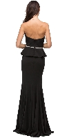 Strapless Peplum Top Rhinestones Waist Long Prom Dress back