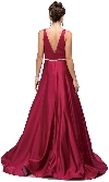V-Neck Bejewel Waist Floor Length Puffy Prom Pageant Dress back