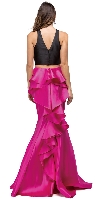 Short Top Long Ruffled Back Skirt Two Piece Prom Dress back