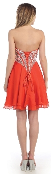 Strapless Bejeweled Bodice Short Party Prom Dress back