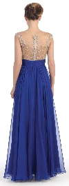 Bejeweled Mesh Bust Long Prom Pageant Dress back in Royal Blue