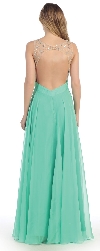 Rhinestones Mesh Bust Long Prom Pageant Dress back