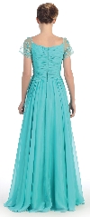 Short Sleeves Twist Knot Bust Long Formal MOB Dress back
