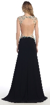 Mesh Rhinestones Bodice Floor Length Prom Pageant Dress back in Black