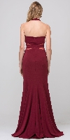 Halter Neck Mesh Panels Front Slit Long Formal Prom Dress back