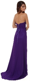 Strapless Long Bridesmaid Dress with Ruffled Side Slit  back in Purple