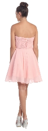 Strapless Shirred Beaded Bust Short Formal Prom Dress back
