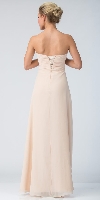 Strapless Pleated Overlap Bust Long Bridesmaid Dress back