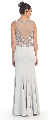 Rhinestones Mesh Top Flared Skirt Long Prom Dress back