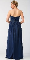 Strapless Pleated Bust Bow Waist Long Bridesmaid Dress back
